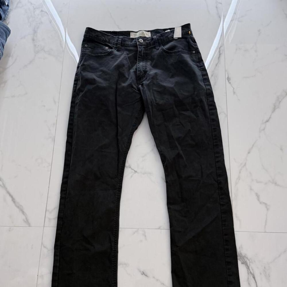 Black Straight Leg Casual Chino Pants